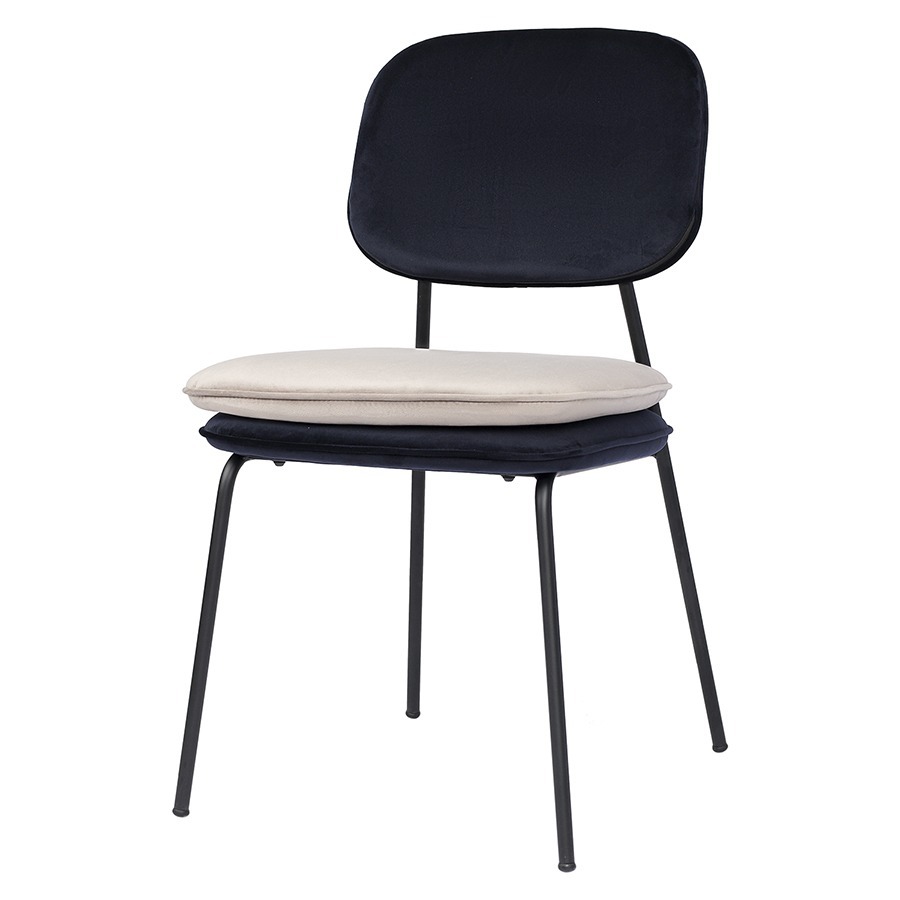Фото Стул pea, велюр, темно-синий/бежевый (77071) - интернет-магазин МегаТерем в Москве