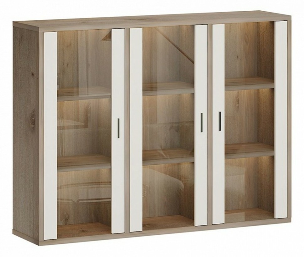 Фото Тумба-витрина Домино СУ(ш3в1)+3ФС MER_SUsh3v1-3FS-NBE-nelson-belyj - интернет-магазин МегаТерем в Москве