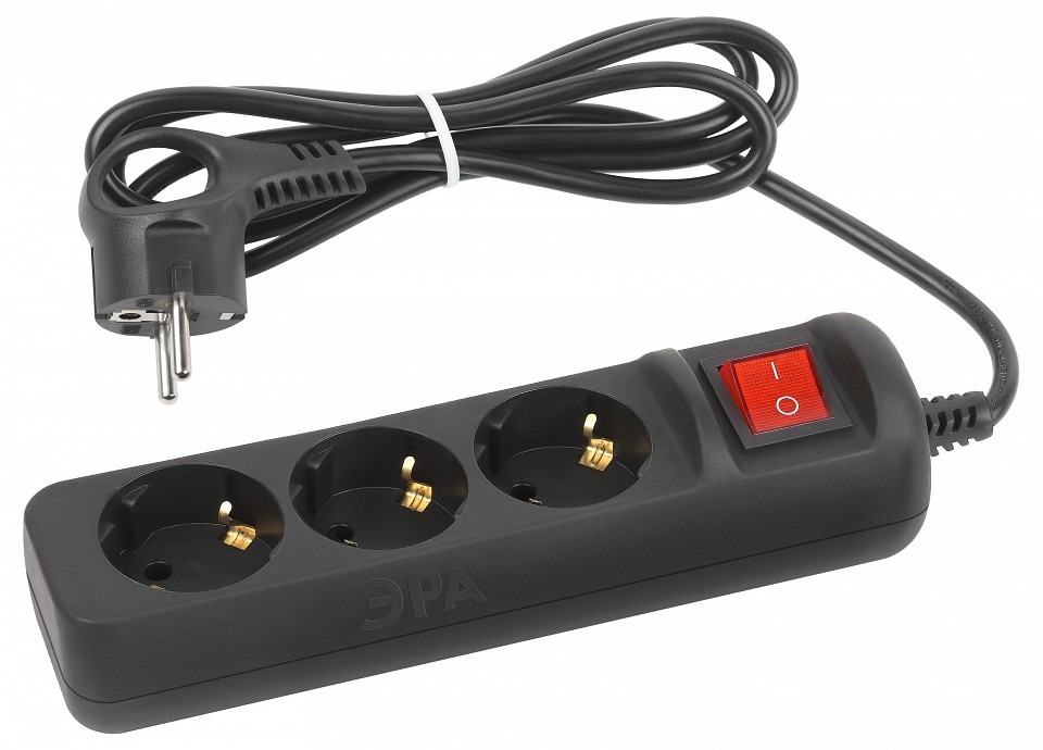 Фото Удлинитель с выключателем Эра  UX-3es-1,5m-B ER_B0057727 - интернет-магазин МегаТерем в Москве