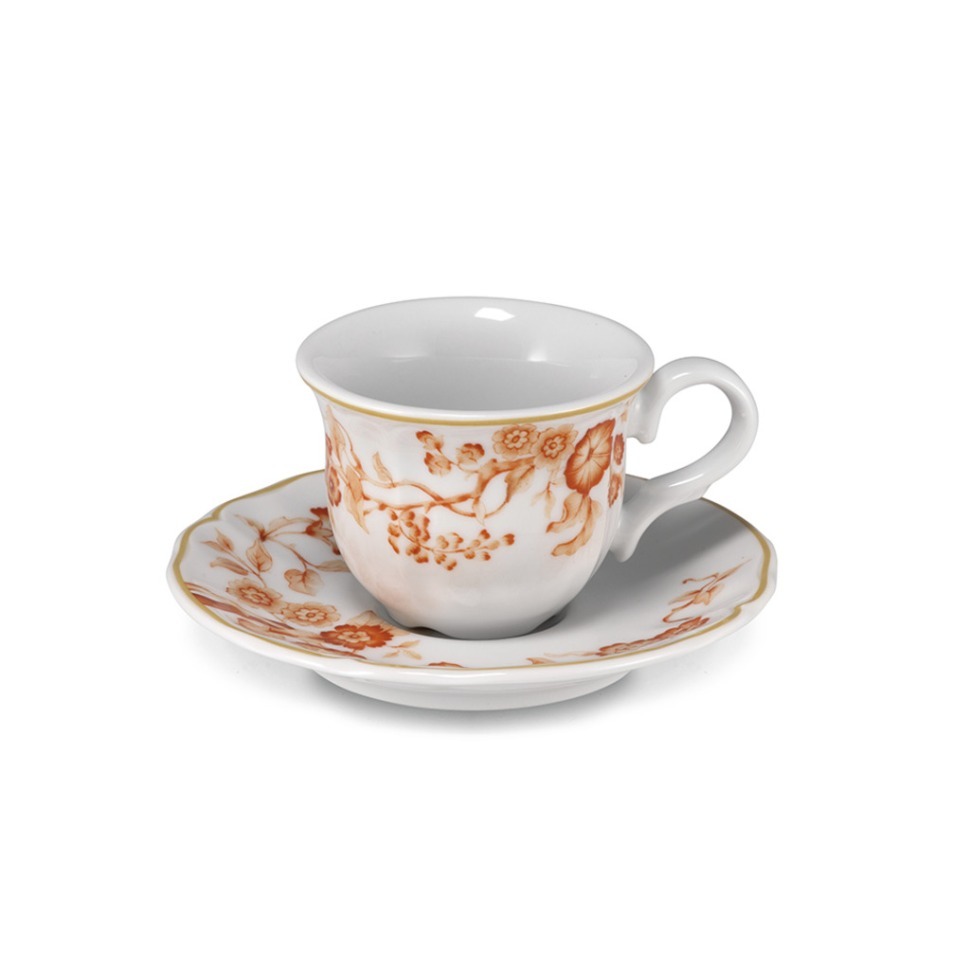 Фото Чайная пара LFLO032AC154020/LFLO032AC155150, 15 см, фарфор, white, orange, LE COQ - интернет-магазин МегаТерем в Москве