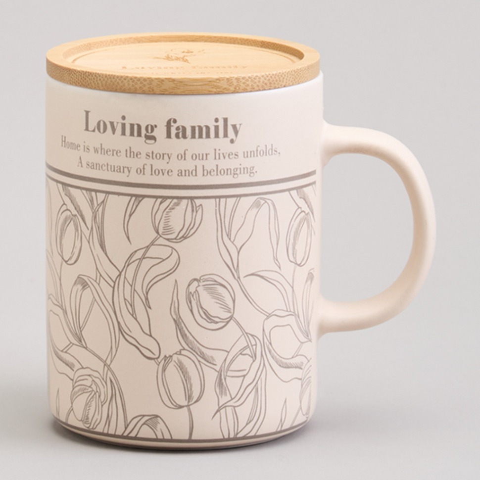 Фото Кружка lefard 400мл с бамбуковой крышкой sweet home 8*10.9cm (756-479)  - интернет-магазин МегаТерем в Москве