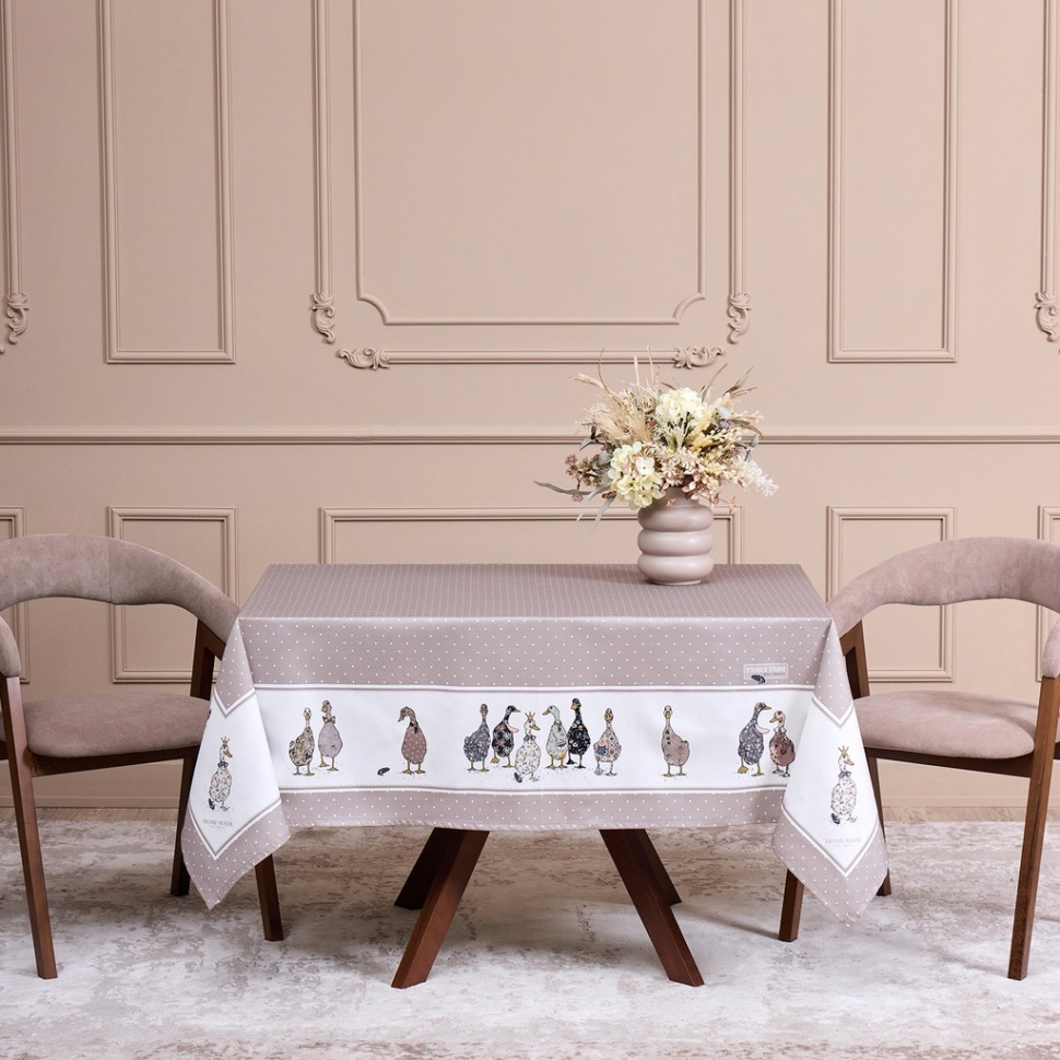 Фото Скатерть family farm 140х180см ,100% хлопок, капучино , твил, пропитка Lefard (850-749-2) - интернет-магазин МегаТерем в Москве