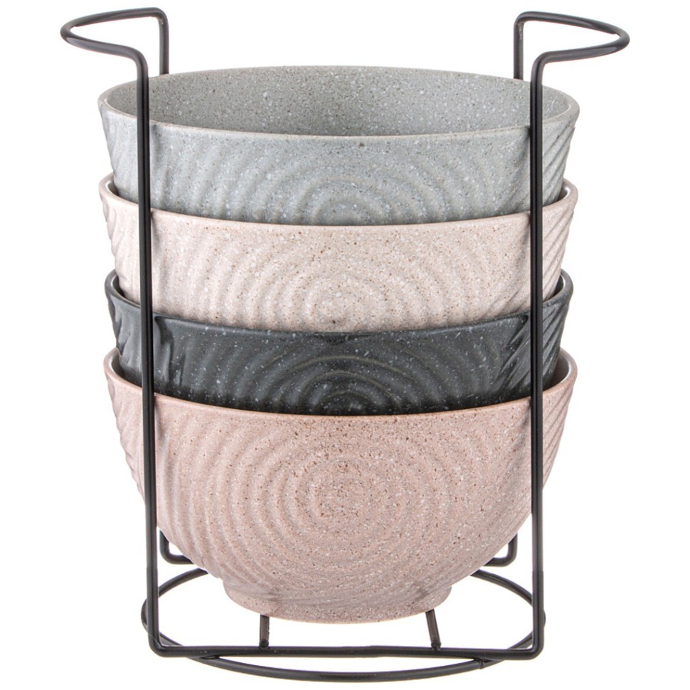 Фото Набор салатников из 4 шт. на метал-ой подставке коллекция pastel 15*7,5 см, 700мл Lefard (155-730) - интернет-магазин МегаТерем в Москве