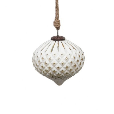 Новогодняя игрушка EL-35B, 15, стекло, white, gold, ROOMERS FURNITURE