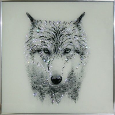 Картина Таёжный волк с кристаллами Swarovski (1724)