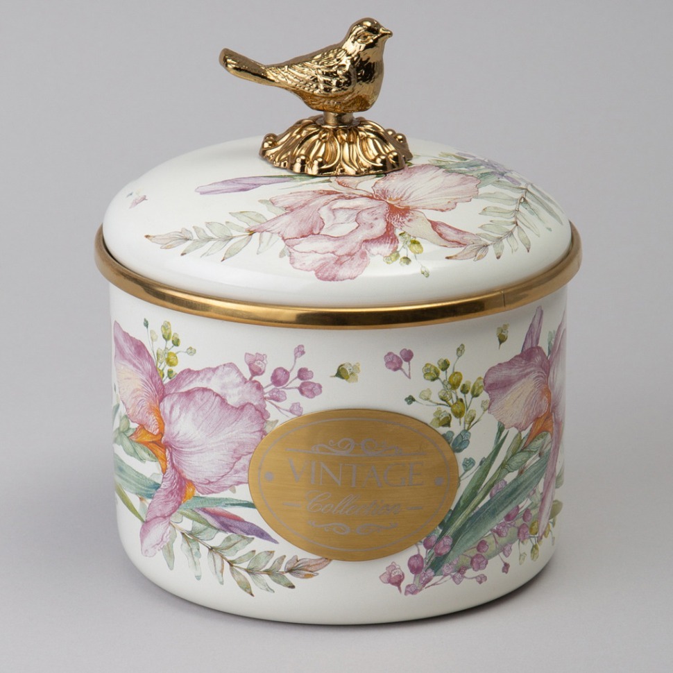 Фото Банка для сыпучих продуктов agness, серия irises, 12 х 9см / 1,0л (950-581)  - интернет-магазин МегаТерем в Москве