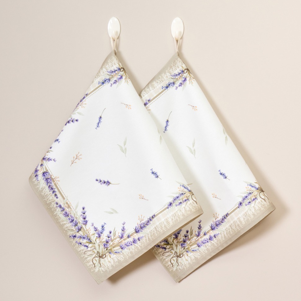 Фото Набор полотенец из 2-х шт душа прованса,40х60см, 100% хлопок,твил,белый Lefard (850-735-65) - интернет-магазин МегаТерем в Москве