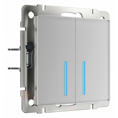 Выключатель сенсорый двухклавишный с подсветкой и функцией Wi-Fi, без рамки Werkel серебряный W4520606 WRK_a048324