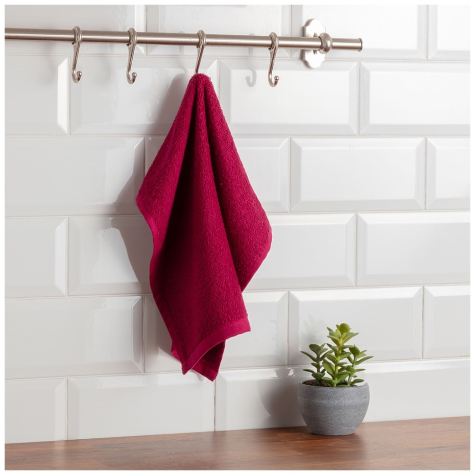 Фото Набор салфеток махровых 35х35см 3-шт,бордо,100% х\б 400гр\м, SANTALINO (982-567) - интернет-магазин МегаТерем в Москве