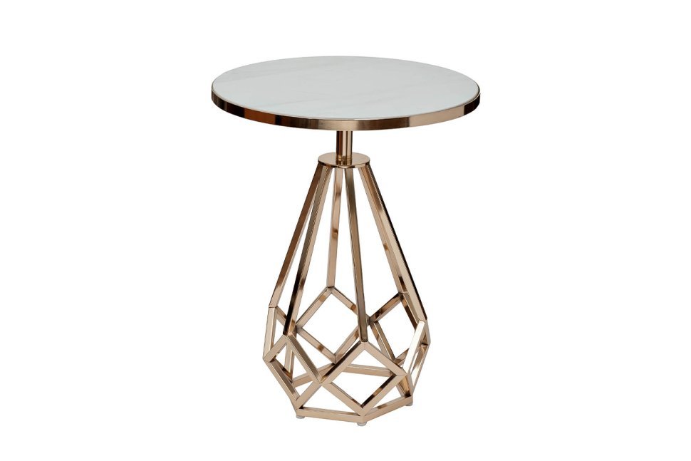 Фото Стол журнальный с мраморной столешницей d50*62см, цвет опоры золото (TT-00008804) - интернет-магазин МегаТерем в Москве