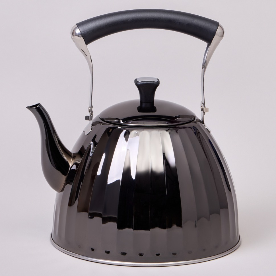 Фото Чайник agness 3,0 л со складывающейся ручкой, сталь 18/10,  индукционное капсульное дно (937-911)  - интернет-магазин МегаТерем в Москве