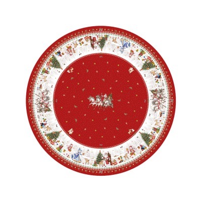 Скатерть круглая "с новым годом" 190см ,красный, 100% хлопок, твил, с пропиткой Lefard (850-763-25)