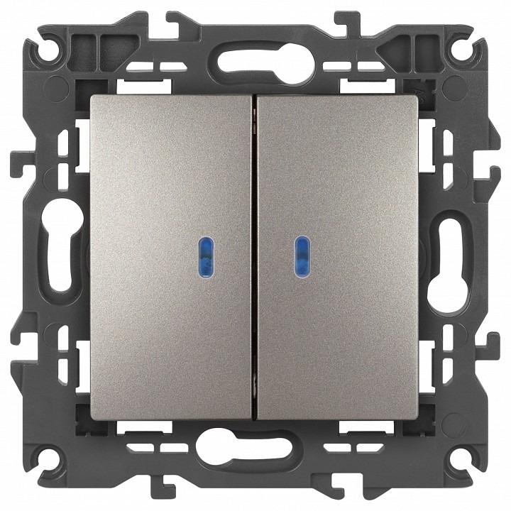 Фото Выключатель двухклавишный с подсветкой без рамки Эра Эра Elegance 14-1105-16 ER_B0065789 - интернет-магазин МегаТерем в Москве