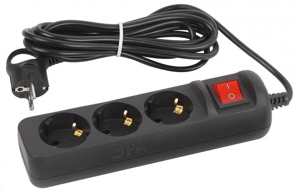 Фото Удлинитель с выключателем Эра  UX-3es-5m-B ER_B0057729 - интернет-магазин МегаТерем в Москве