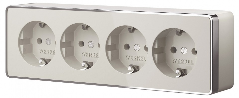 Фото Розетка четверная с заземлением и со шторками Werkel Gallant W5072204 WRK_a071253 - интернет-магазин МегаТерем в Москве