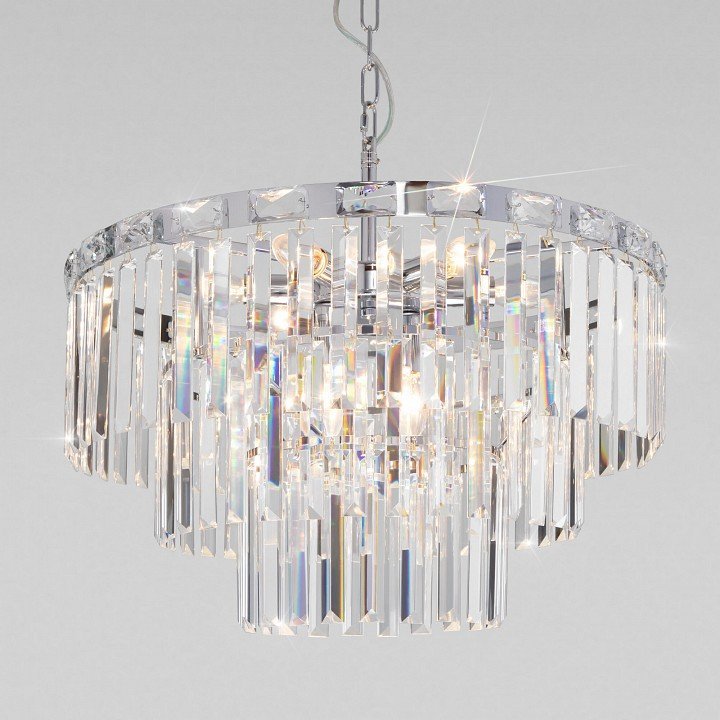 Фото Подвесная люстра Eurosvet Elegante 10130/8 хром/прозрачный хрусталь Strotskis EV_a060642 - интернет-магазин МегаТерем в Москве