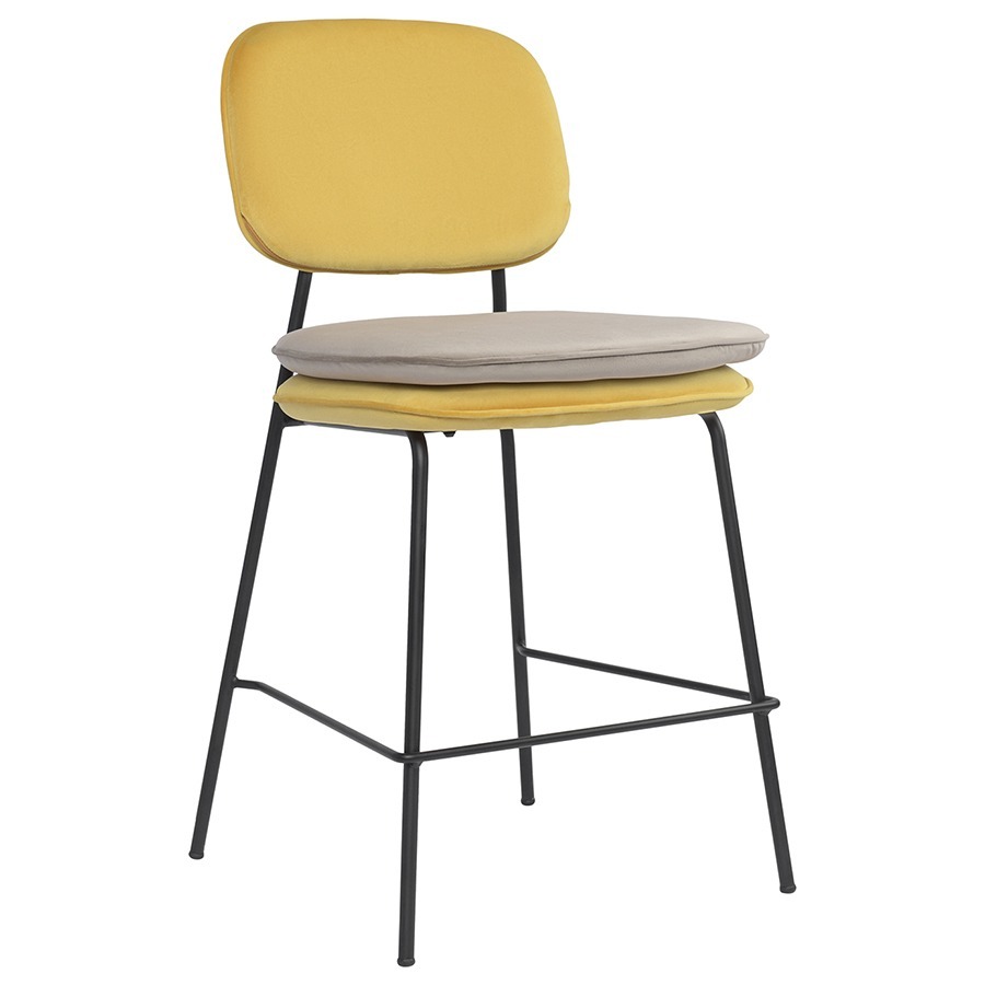 Фото Стул полубарный pea, велюр, желтый/бежевый (77073) - интернет-магазин МегаТерем в Москве