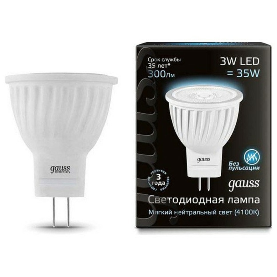 Фото Лампа светодиодная Gauss 1325 GU4 3Вт 4100K 132517203 GA_132517203 - интернет-магазин МегаТерем в Москве