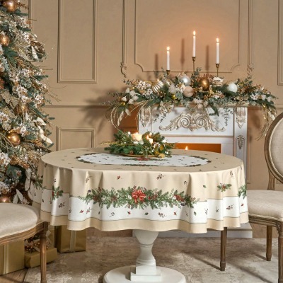 Скатерть овальная "celebration"140х180см ,бежевый, 100% хлопок,твил, пропитка (850-734-4) 