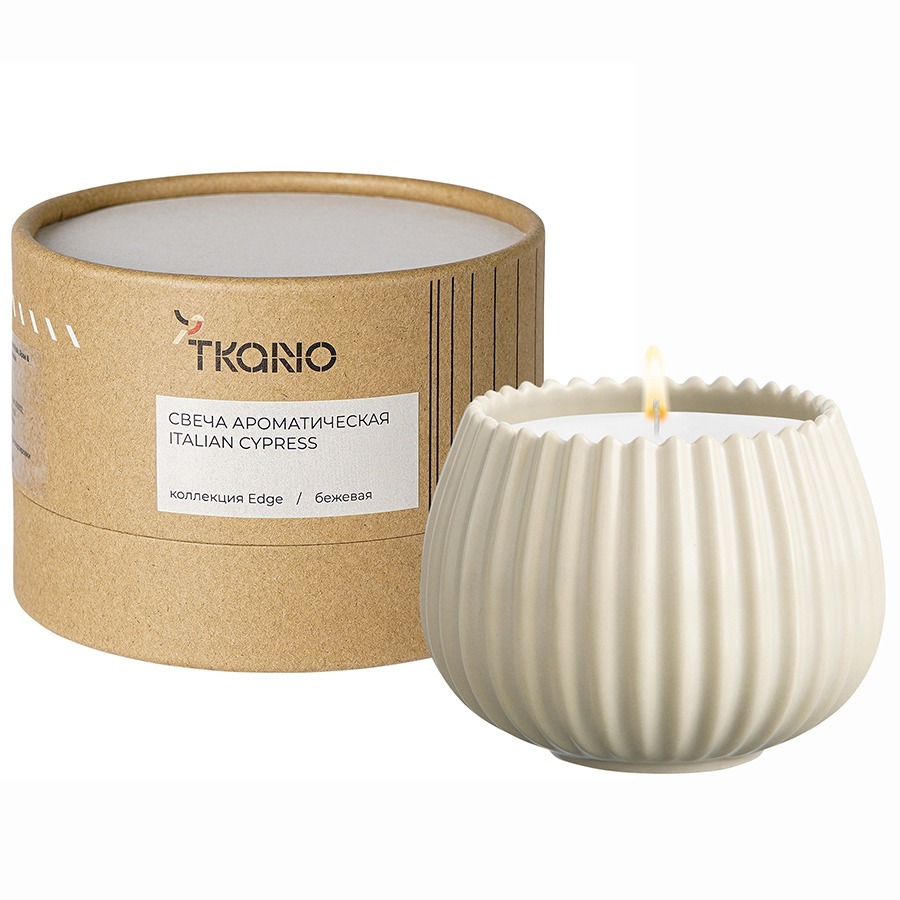 Фото Свеча ароматическая italian cypress из коллекции edge, бежевый, 30 ч (75647) - интернет-магазин МегаТерем в Москве