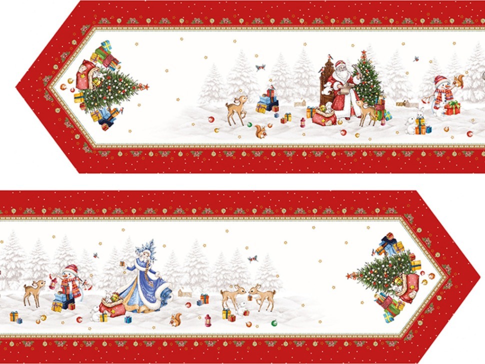 Фото Дорожка с новым годом 45х300см ,красный, 100% хлопок,твил пропитка Lefard (850-763-32) - интернет-магазин МегаТерем в Москве