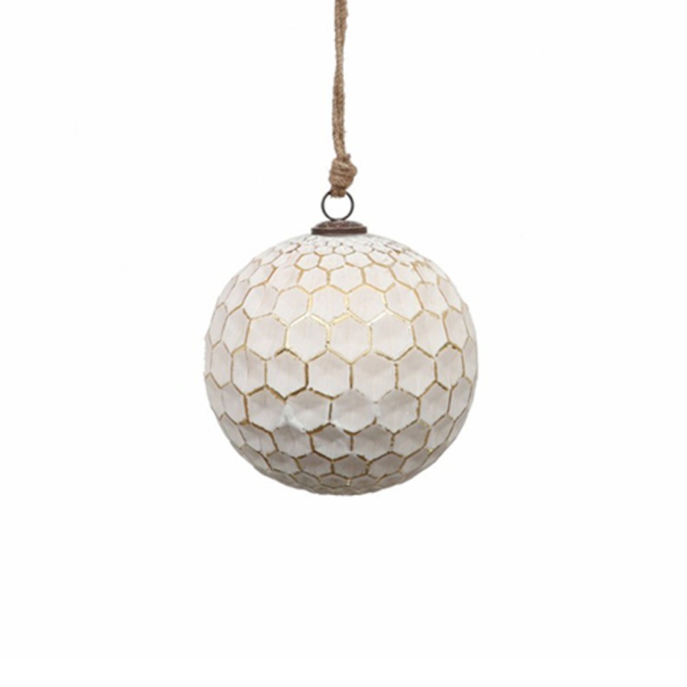 Фото Новогодняя игрушка EL-32A, 13, стекло, white, gold, ROOMERS FURNITURE - интернет-магазин МегаТерем в Москве