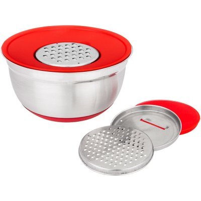 Миска  agness 6 в 1  с крышкой с 3-мя съемными тёрками,  24 см, 2,25 л. противоскользящее дно (880-127) 