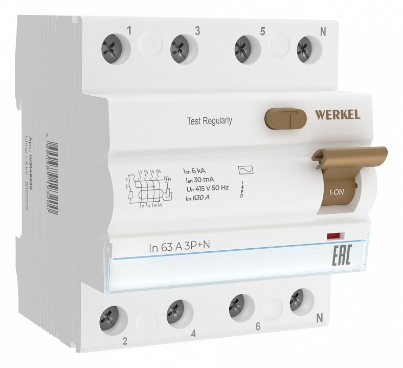 Фото Устройство защитного отключения 3P Werkel Устройства защитного отключения W914P636 WRK_a062566 - интернет-магазин МегаТерем в Москве