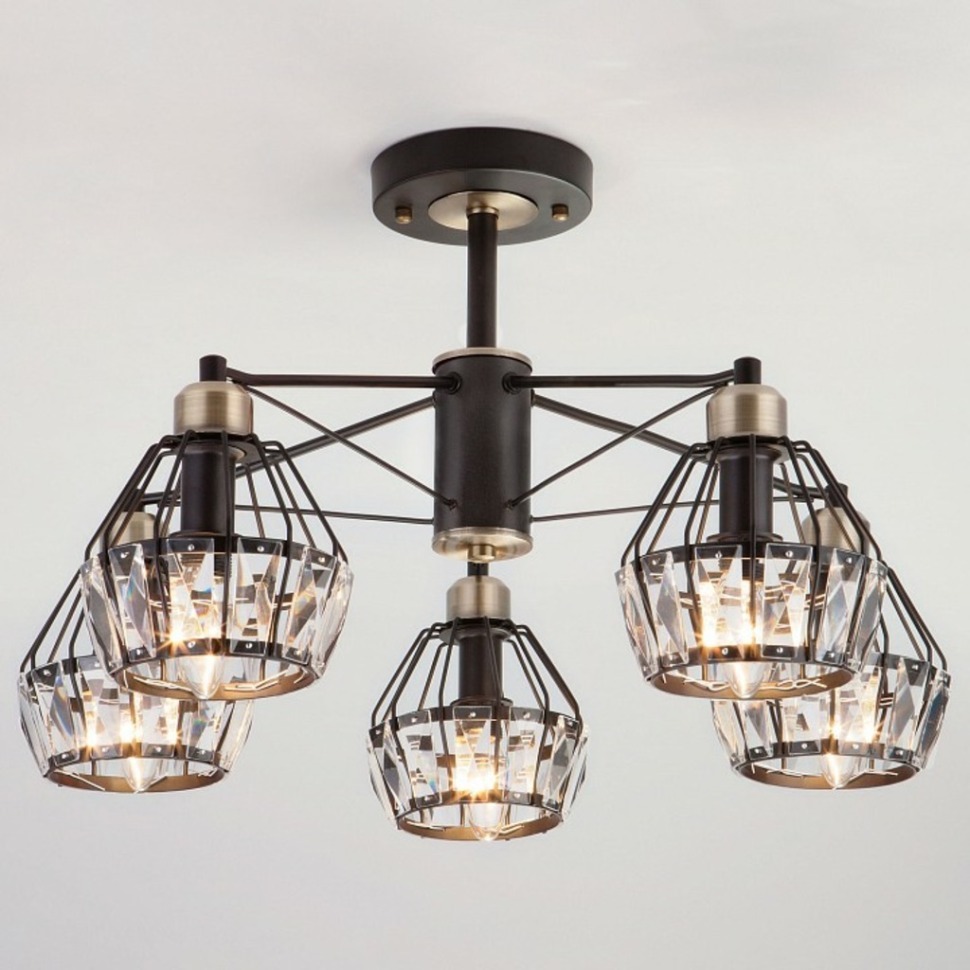 Фото Люстра на штанге Eurosvet Lord 70075/5 черный EV_83338 - интернет-магазин МегаТерем в Москве