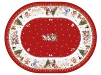 Скатерть  овальная  "с новым годом" ,140х180см ,красный, 100% хлопок ,твил Lefard (850-763-4)