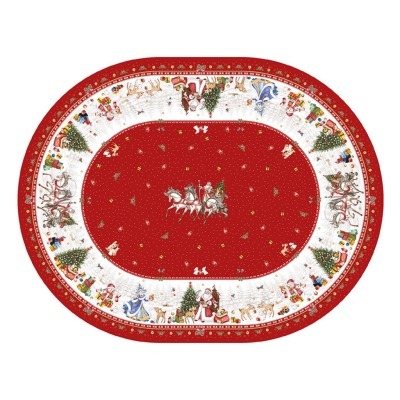 Скатерть  овальная  "с новым годом" ,140х180см ,красный, 100% хлопок ,твил Lefard (850-763-4)