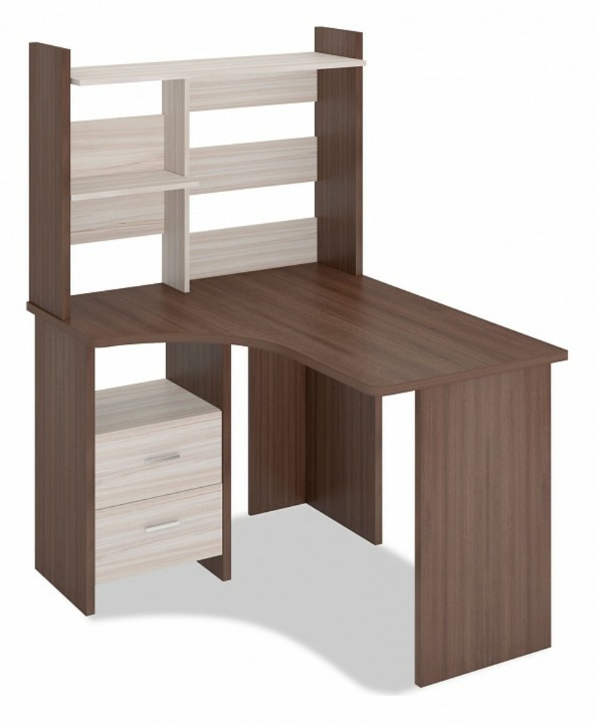 Фото Стол компьютерный Домино Лайт СКЛ-Угл120+НКЛ-100 MER_SKL-Ugl120_NKL-100_SHK_LEV - интернет-магазин МегаТерем в Москве