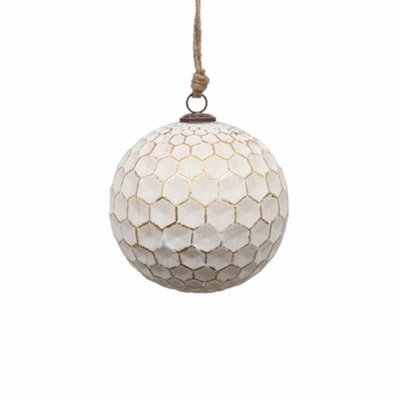 Новогодняя игрушка EL-32B, 15, стекло, white, gold, ROOMERS FURNITURE