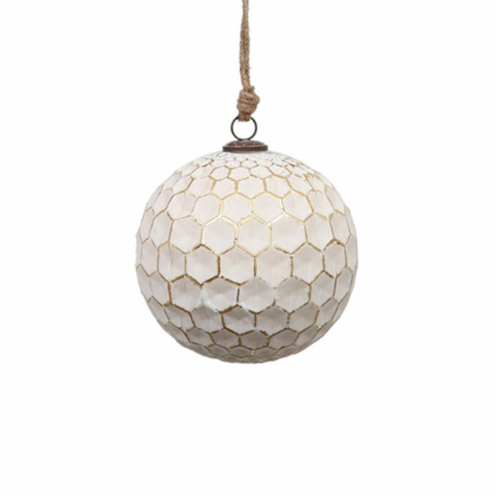 Фото Новогодняя игрушка EL-32B, 15, стекло, white, gold, ROOMERS FURNITURE - интернет-магазин МегаТерем в Москве