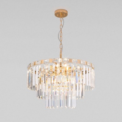 Подвесная люстра Eurosvet Elegante 10130/8 золото/прозрачный хрусталь Strotskis EV_a060644