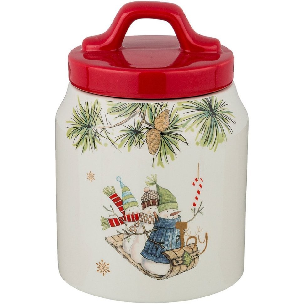 Фото Емкость для сыпучих продуктов зимняя забава 10*10*14 см. / 600 мл. Agness (358-1644) - интернет-магазин МегаТерем в Москве