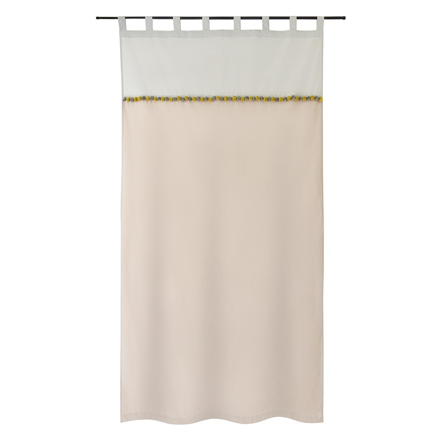Фото Штора из хлопка с помпонами бежево-серого цвета из коллекции essential, 150х290 см (76953) - интернет-магазин МегаТерем в Москве