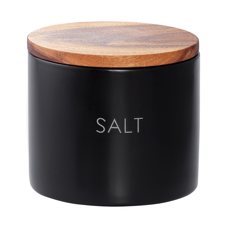 Фото Банка керамическая для хранения соли, 400 мл, черная (78751) - интернет-магазин МегаТерем в Москве