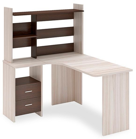 Фото Стол компьютерный Домино Lite СКЛ-Угл130+НКЛ-120 MER_SKL-Ugl130-NKL-120_KV_LEV - интернет-магазин МегаТерем в Москве