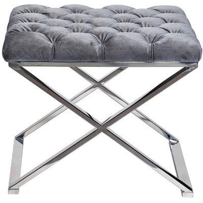 Банкетка велюр серый/хром 52*52*45,5см (TT-00006491)