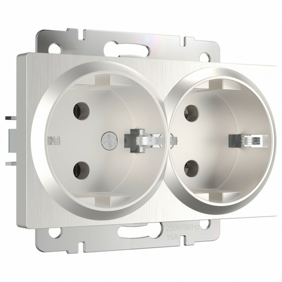 Фото Розетка двойная с заземлением, без рамки Werkel перламутровый рифленый W1172013 WRK_a051175 - интернет-магазин МегаТерем в Москве