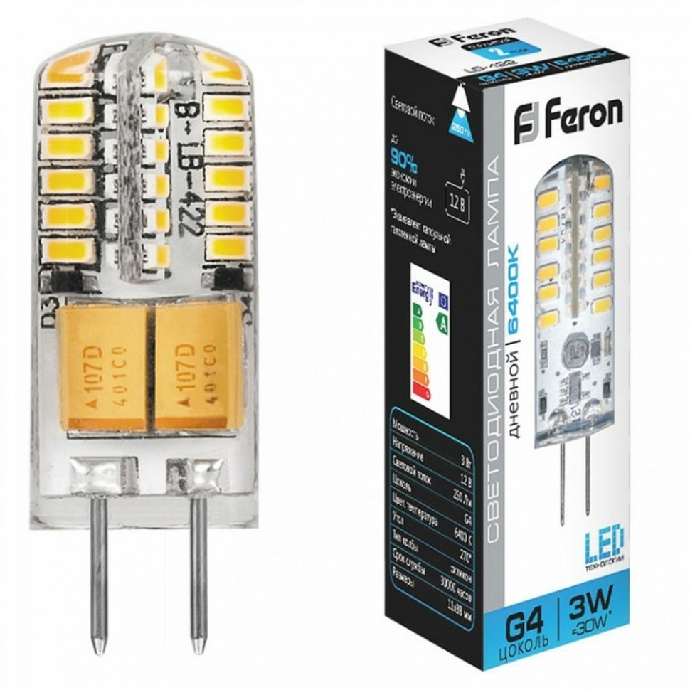 Фото Лампа светодиодная Feron LB-422 G4 3Вт 6400K 25533 FE_25533 - интернет-магазин МегаТерем в Москве