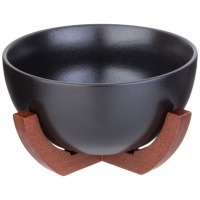 Салатник lefard "native" 18*20,5*10,5 см 1400 мл черный на дерев. подставке (587-200) 