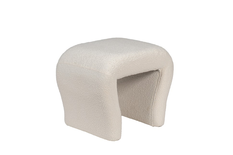 Фото Банкетка букле белый d54*40,5*45,5см (TT-00013471) - интернет-магазин МегаТерем в Москве