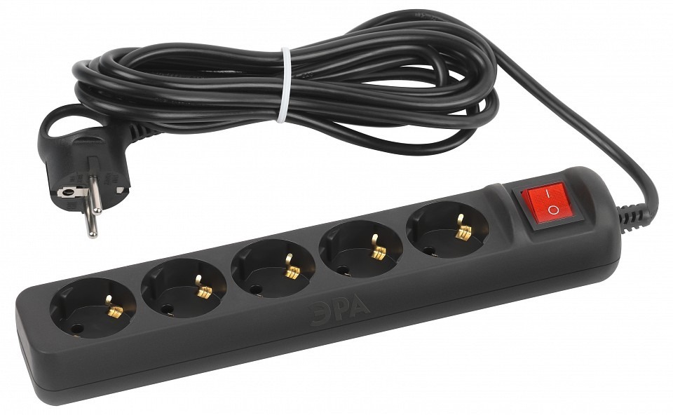 Фото Удлинитель с выключателем Эра  UX-5es-5m-B ER_B0057732 - интернет-магазин МегаТерем в Москве