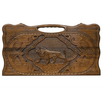 Нарды резные "Лев 3" с ручкой 60, Haleyan (28459)