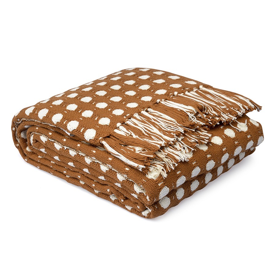Фото Покрывало из хлопка polka dots карамельного цвета из коллекции essential, 180х250 см (76959) - интернет-магазин МегаТерем в Москве