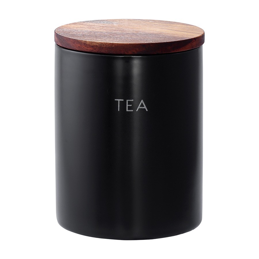 Фото Банка керамическая для хранения чая, 650 мл, черная (78752) - интернет-магазин МегаТерем в Москве