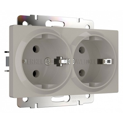 Розетка двойная с заземлением, без рамки Werkel дымчатый W1272004 WRK_a069774