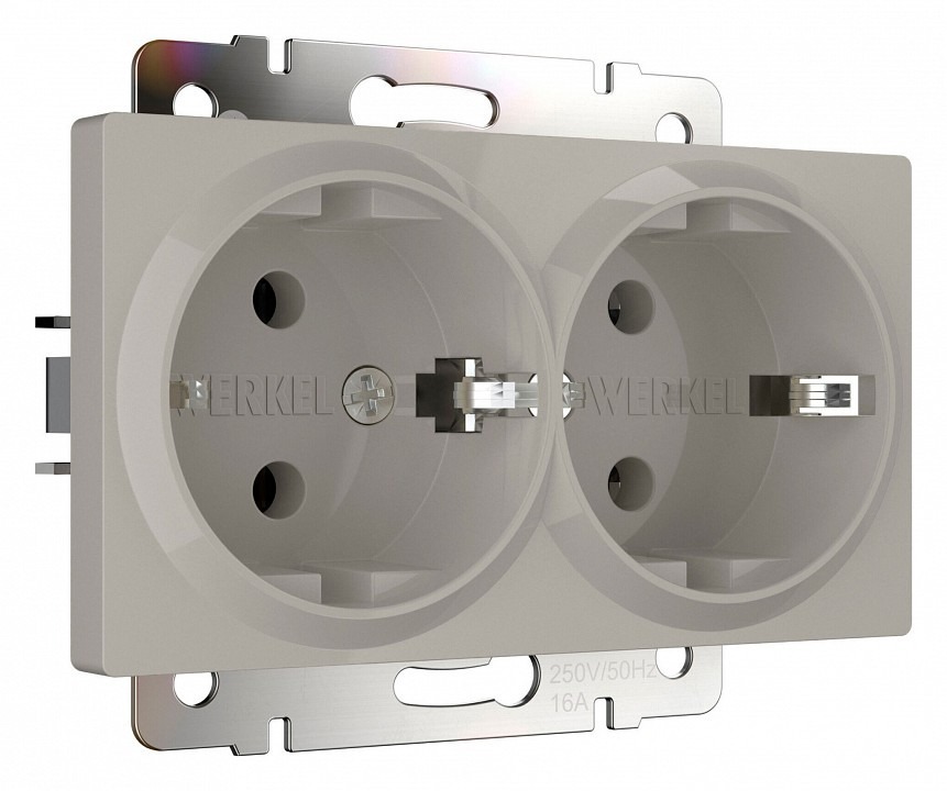 Фото Розетка двойная с заземлением, без рамки Werkel дымчатый W1272004 WRK_a069774 - интернет-магазин МегаТерем в Москве